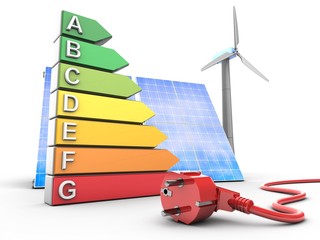 3d modern house with energy rating