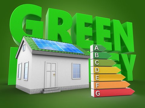 3d green house with energy