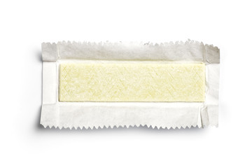 Chewing gum plate wrapped in foil isolated
