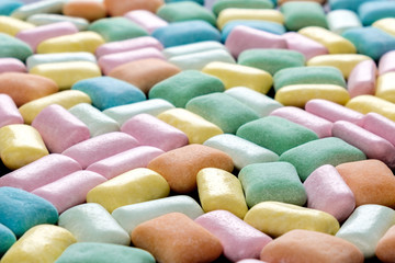 Colored chewing gum background close up