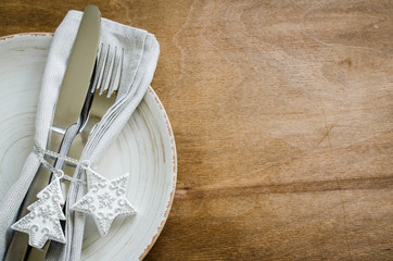 Festive Table Setting for Christmas Holiday.