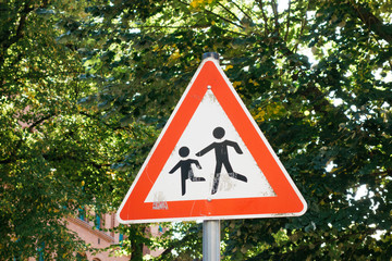 triangle pedestrians traffic sign in germany