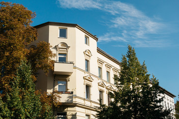 corner building with big trees