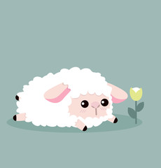 cute sheep and flower