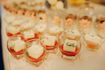 wedding restaurant with decorations and food