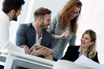 Group of architects working together on project