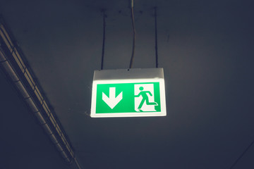 green exit sign