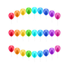 Multicolored balls three rows set. Multicolored balls in three rows for designers and illustrators. Rubber rainbow as a vector illustration