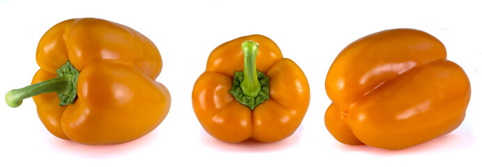 Orange Bulgarian pepper isolated on white background