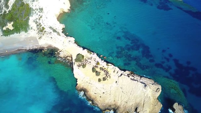 September 2017: Aerial View of Fourni Beach, Rodos island, Aegean, Greece