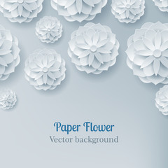 Card paper flower light background above. Card paper flower in a light background frome above for designers and illustrators. Craftwork as a vector illustration