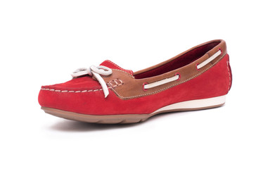 Naklejka premium Red ballet shoes isolated on the white background.