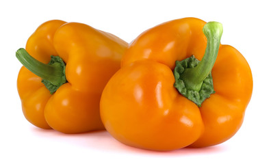 Orange Bulgarian pepper isolated on white background