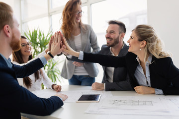 Group of architects working together on project