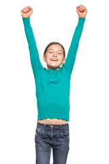 Happy child with hands up