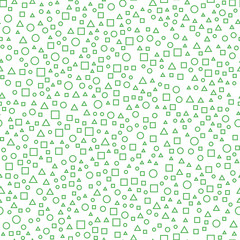 Seamless geometric pattern. Repeated circles, squares and triangles. Vector illustration