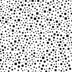 Seamless geometric pattern. Repeated circles, squares and triangles. Vector illustration
