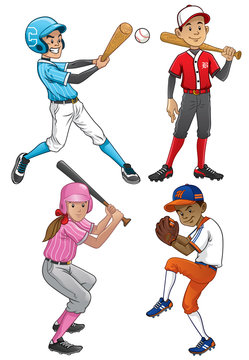 set of young baseball player