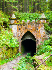 Upper entrance to tunnel of historical Schwarzenberg shipping canal, Sumava Mountains, Czech Republic.