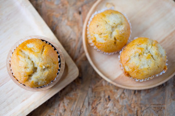 Banana cupcake freshly baked