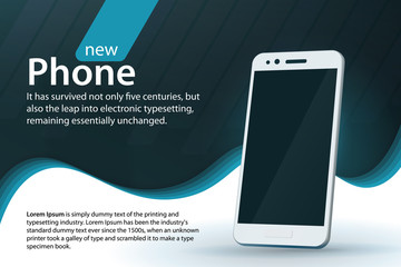 White modern smartphone on a gray background. Sale and discounts banner design. Modern background with a gradient and curved lines. Template for advertising and poster. Vector illustration.