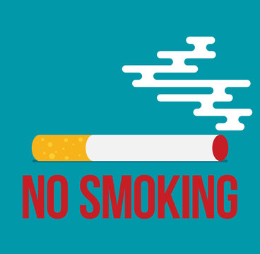 Flat colored illustration with prohibition of Smoking nicotine cigarettes