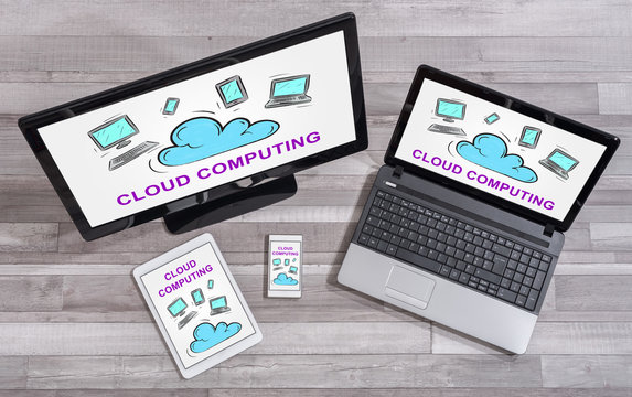 Cloud computing concept on different devices