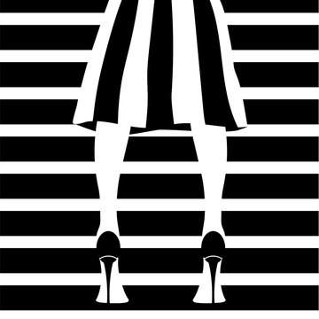 fashion model in stripped skirt
