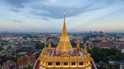 Deurstickers Beautiful Golden Mount Temple Fair, Golden Mount Temple in Bangkok on the morning,  © nakcrub