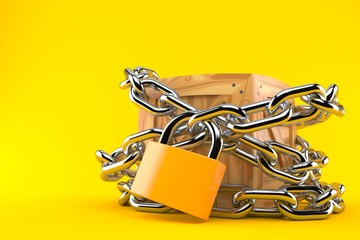 Cargo crate with chain and padlock