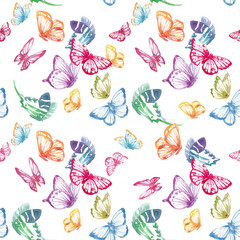 Watercolor butterfly vector pattern © Zenina-Lembrik