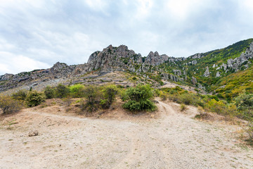 Fototapeta na wymiar view of Demerdzhi (Demirci) Mountain in Crimea