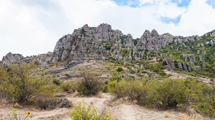 Foto op Canvas view of eroded rocks at Demerdzhi Mountain © vvoe