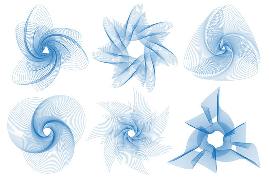 Guilloche vector pattern set (watermarks). Useful for banknote, diploma, certificate, note, currency, voucher or money design
