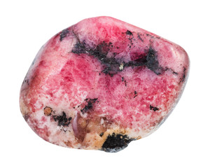 polished pink rhodonite gemstone isolated