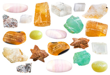 various natural mineral decorative calcite stones - obrazy, fototapety, plakaty