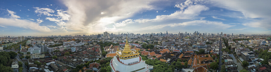 Beautiful Golden Mount Temple Fair, Golden Mount Temple in Bangkok ,  The most travel Landmark of Bangkok Thailand 