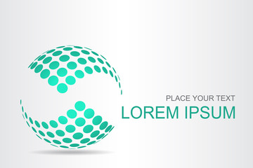 Logo stylized spherical surface with abstract shapes