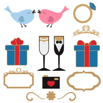 Vector collection of wedding objects