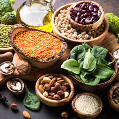 Healthy vegan food assortment. 