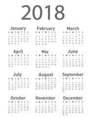 Calendar for 2018 vector illustration