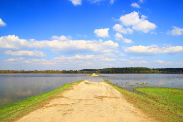 Flooded field road