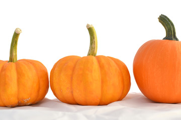 Three orange pumpkins