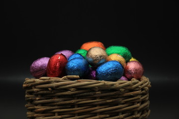 Easter eggs in a wicker basket