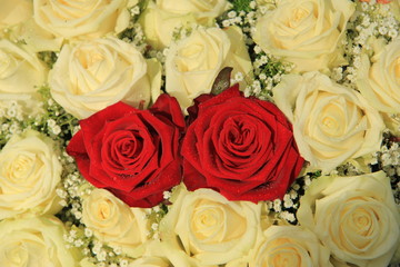Obraz na płótnie Canvas red roses in a white bouquet