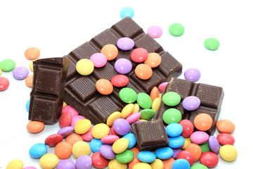 Colorful candies and chocolate