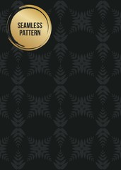 Abstract concept vector monochrome geometric pattern. Dark blue, gold minimal background. Creative illustration template. Seamless stylish texture. For wallpaper, surface, web design, textile, decor.