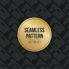 Abstract concept vector monochrome geometric pattern. Dark blue, gold minimal background. Creative illustration template. Seamless stylish texture. For wallpaper, surface, web design, textile, decor.