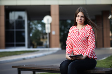 Girl with documents at a business meeting