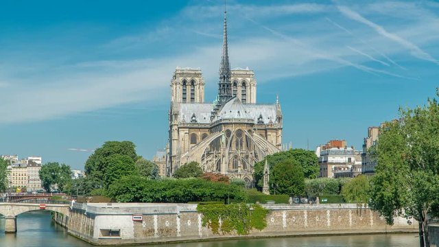 Seine and Notre Dame de Paris timelapse is the one of the most famous symbols of Paris